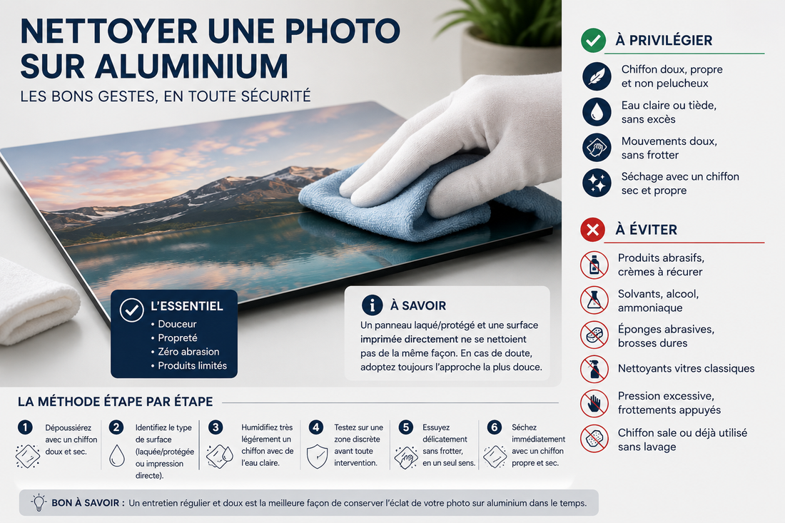 Comment nettoyer une photo sur aluminium Alu Dibond sans abîmer l’impression