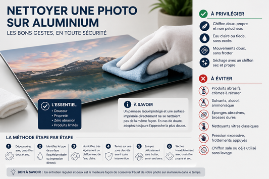 Comment nettoyer une photo sur aluminium Alu Dibond sans abîmer l’impression