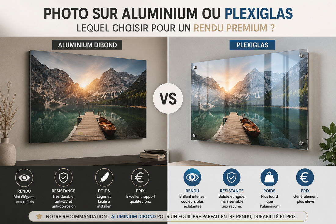 Comparatif photo sur aluminium Dibond et plexiglas premium