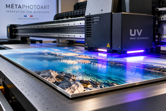Impression UV directe d'une photo sur une plaque en aluminium Dibond
