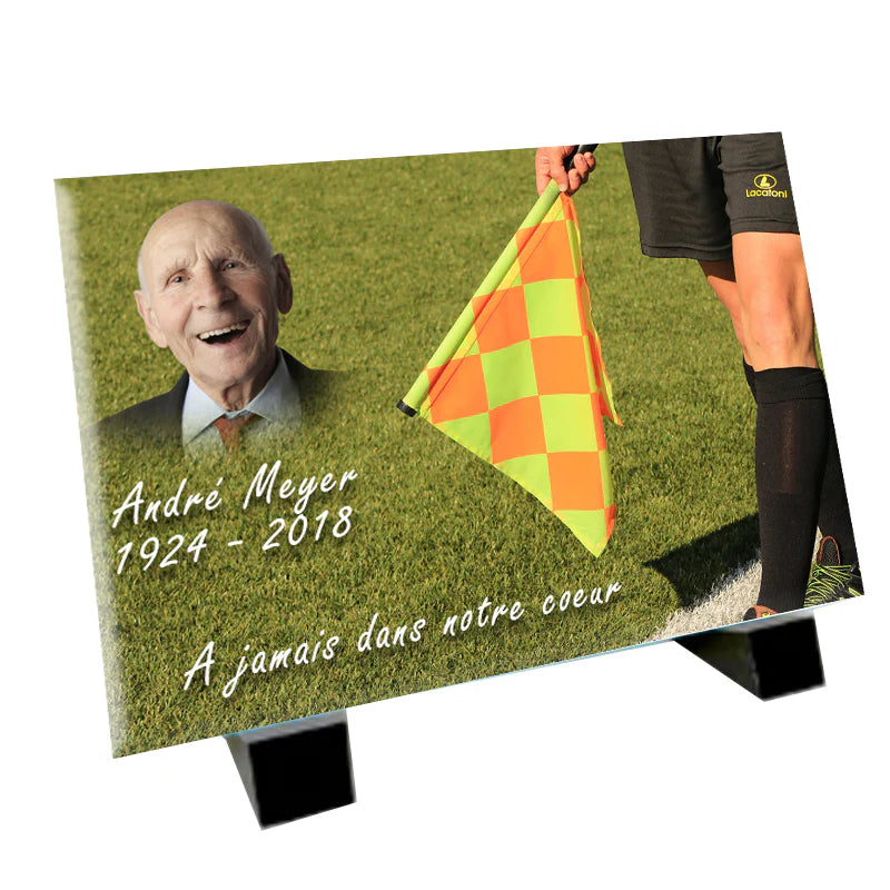 Plaque souvenir arbitre de football personnalisée avec photo – passion sport Métaphotoart