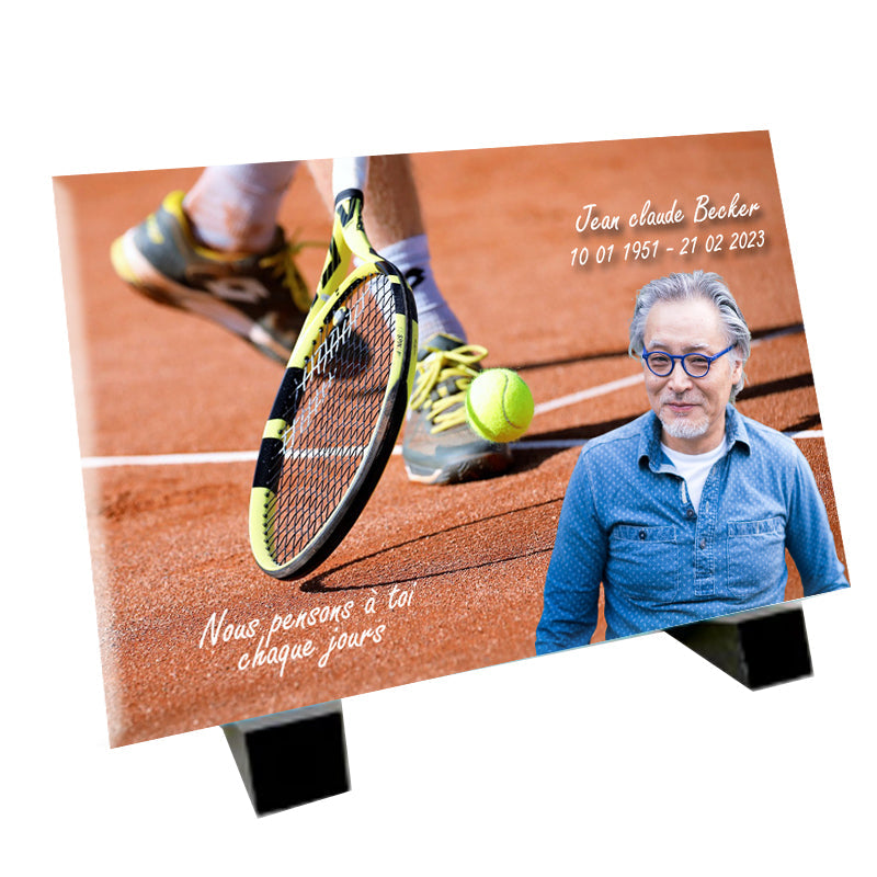 Plaque souvenir tennis personnalisée avec photo – passion sport Métaphotoart