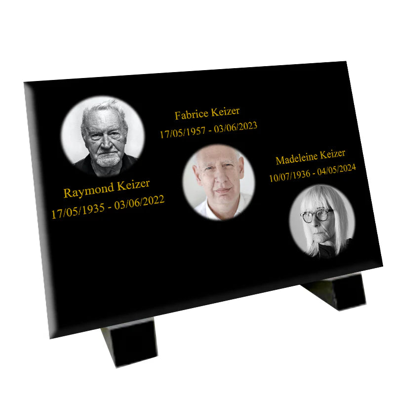 Plaque souvenir trio trois photos personnalisée – hommage Métaphotoart
