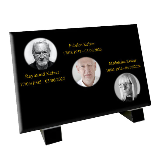 Plaque souvenir trio trois photos personnalisée – hommage Métaphotoart