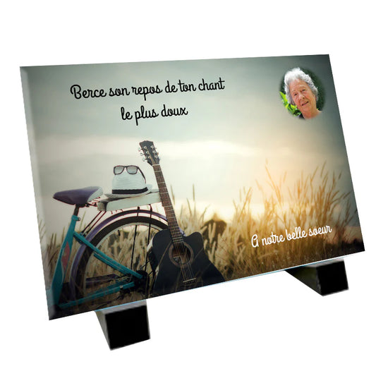 Plaque souvenir guitare personnalisée avec photo – passion musicale Métaphotoart