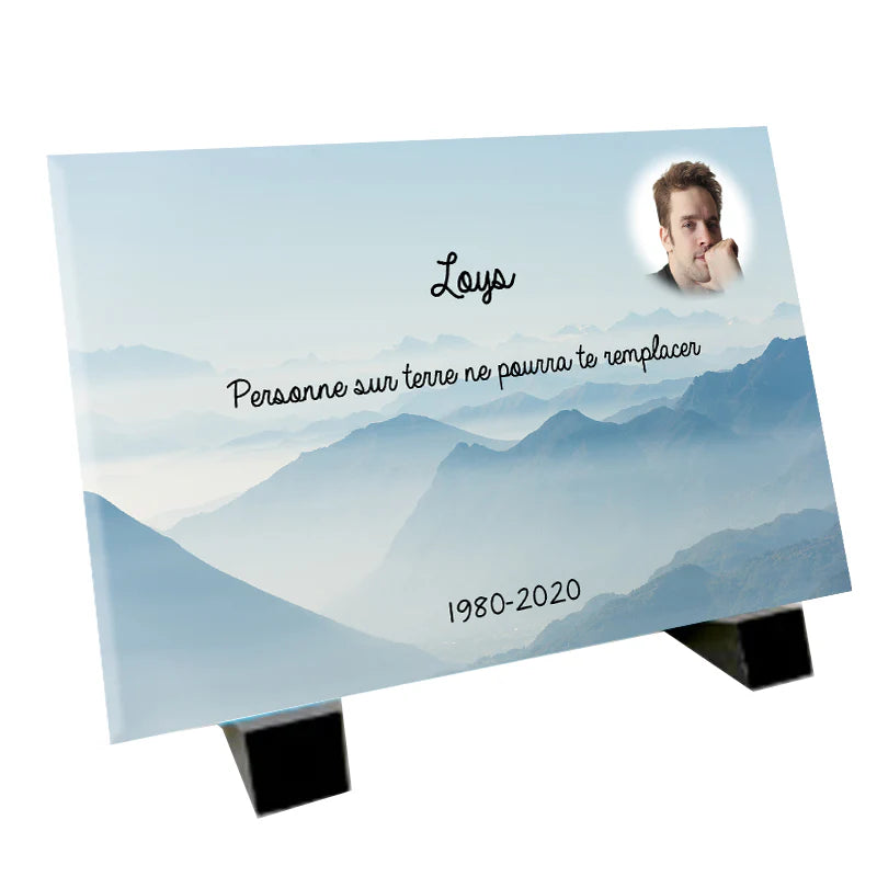 Plaque souvenir montagne personnalisée avec photo – paysage nature Métaphotoart