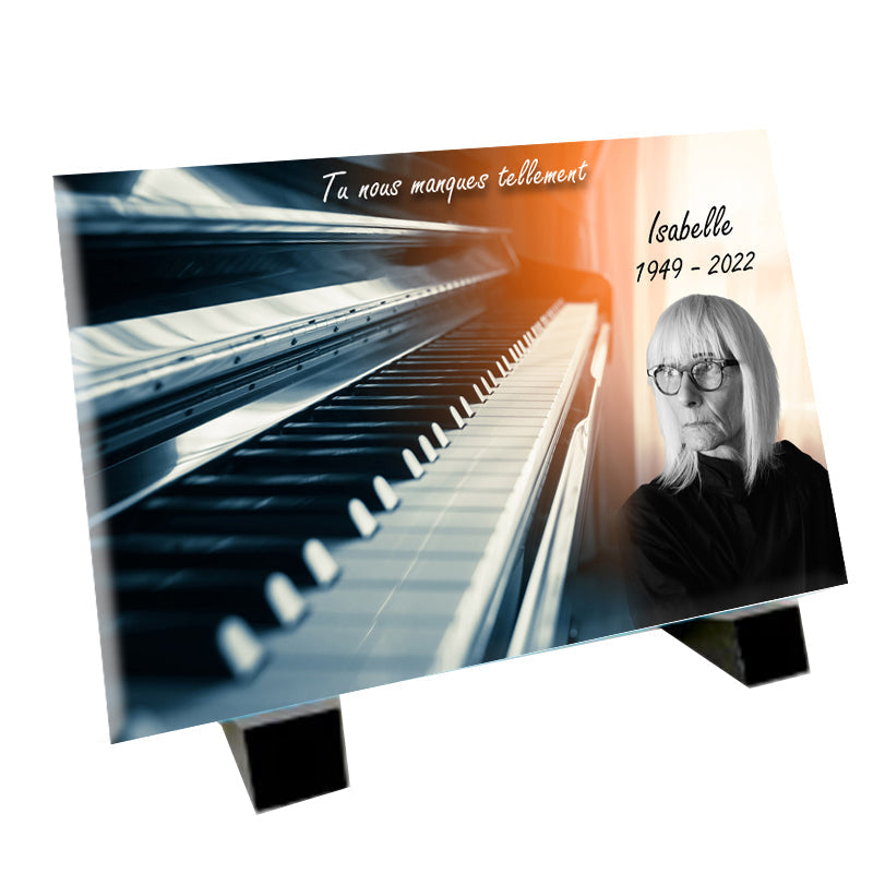 Plaque souvenir pianiste personnalisée avec photo – passion musicale Métaphotoart